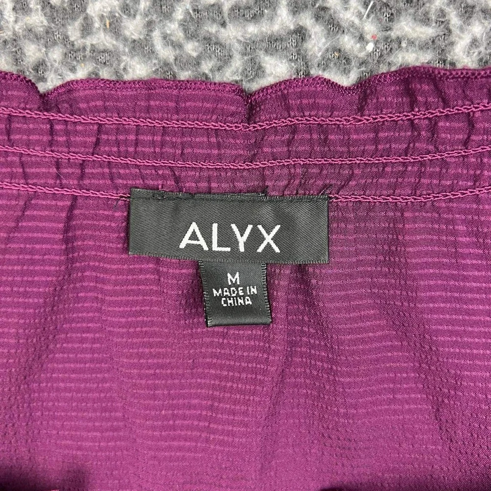 Alyx Blouse Women Medium Purple Satin Smocked Hem Peasant M